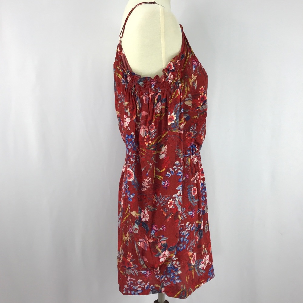 Red Floral Cold Shoulder V-Neck Romper - Picture 5 of 8